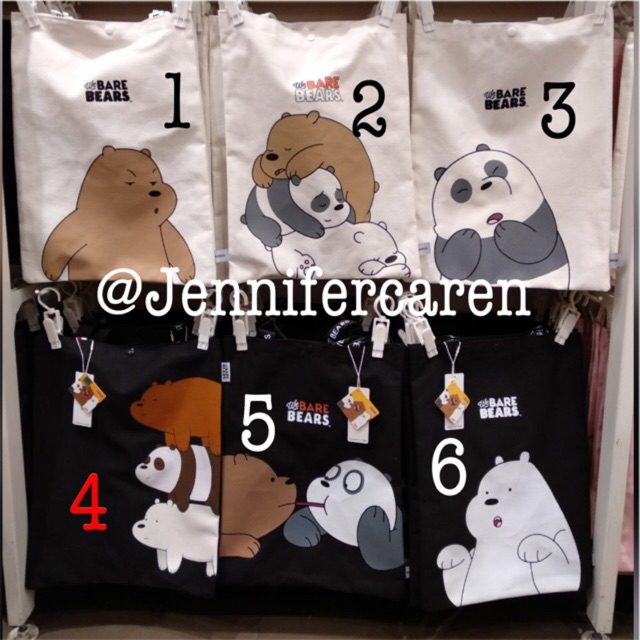 READY totebag We bare bears miniso panda grizzly ice bear tas selempang