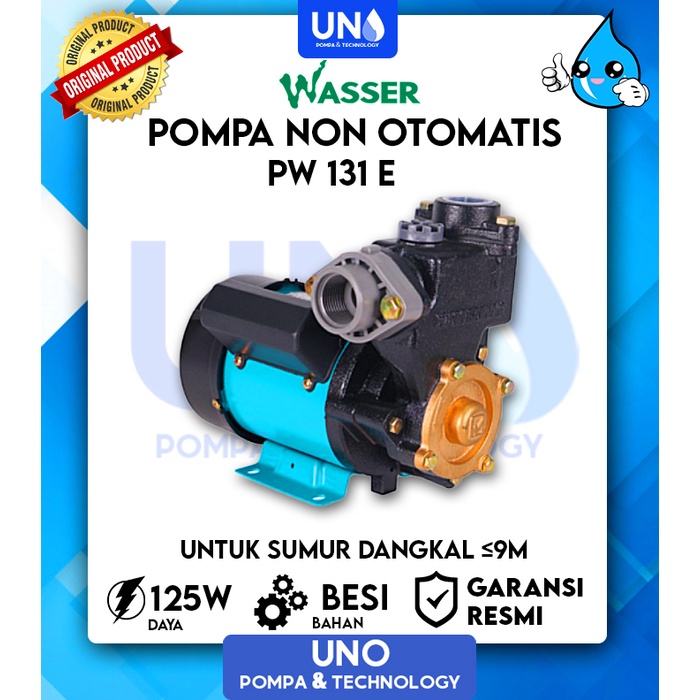 Pompa air Sumur Dangkal Non Otomatis Wasser PW-131 E / PW 131 E / PW131E