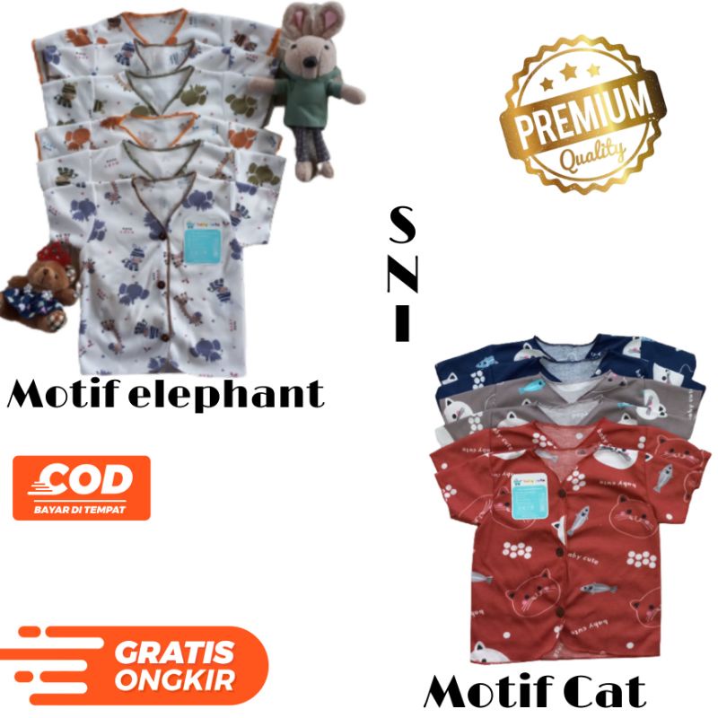 Baju Bayi Motif Lengan Pendek Katun SNI 3 dan 6 pcs Promo 9.9