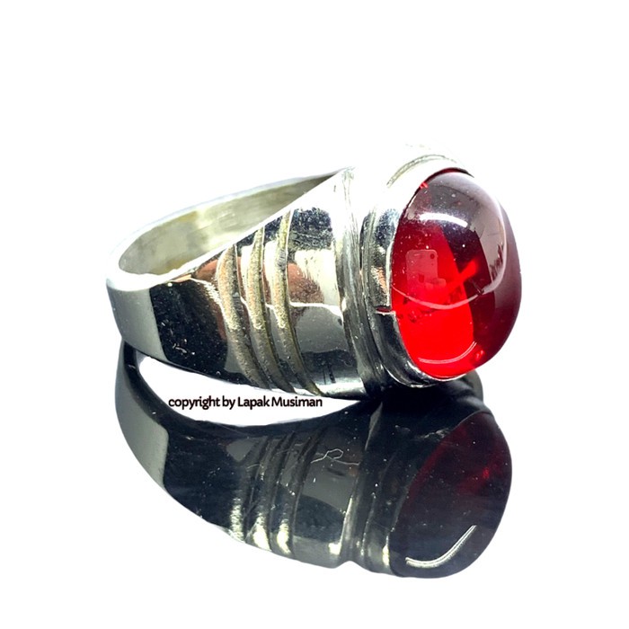 [Bayar di Tempat] Cincin Pria Batu Merah Siam Model Tanam Kode LM 02