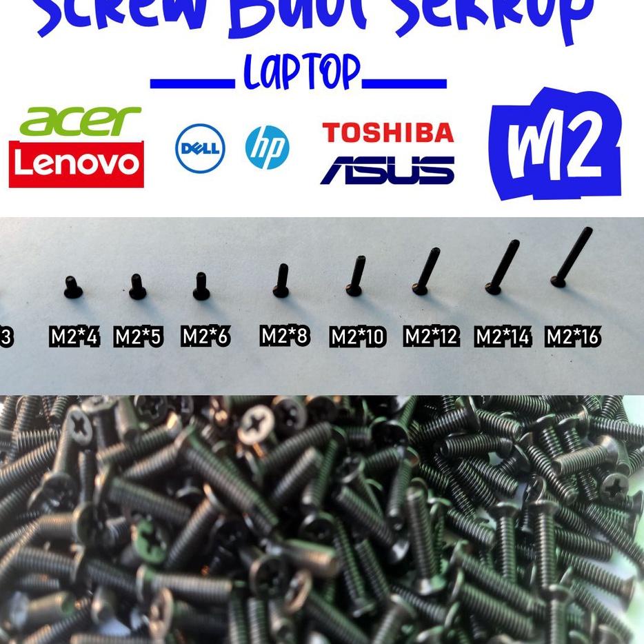 Serba Murah M6CJL Screw Baut Sekrup Laptop Asus, Lenovo, Toshiba, Acer, Dell, HP M2 M2.5 M3 M4 M5 83 Terbaru