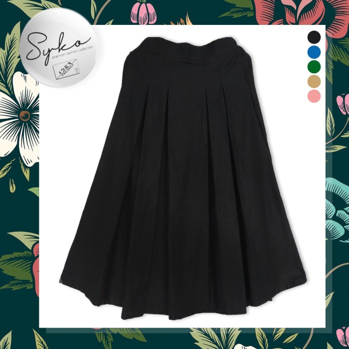 TERBARU    Rok Rempel Polos Hitam Rok Wanita Rok Bawahan Muslimah Rok Cantik Krem