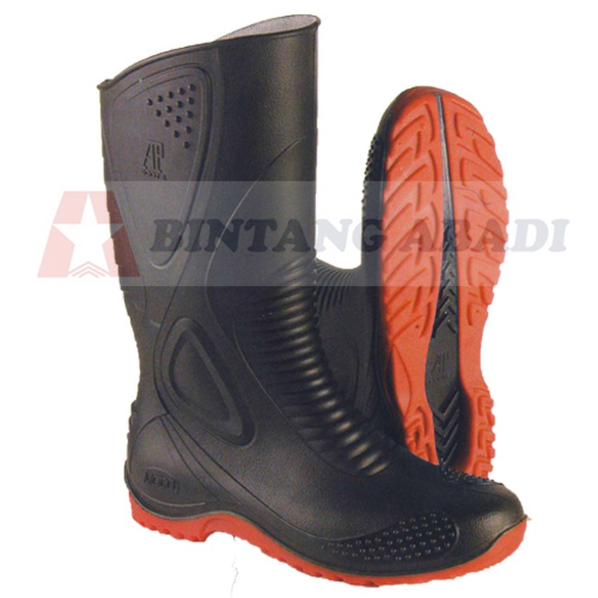  AP  Boots  Moto 1 Sepatu  Boot  Biker Karet  Merah Hitam Tinggi 