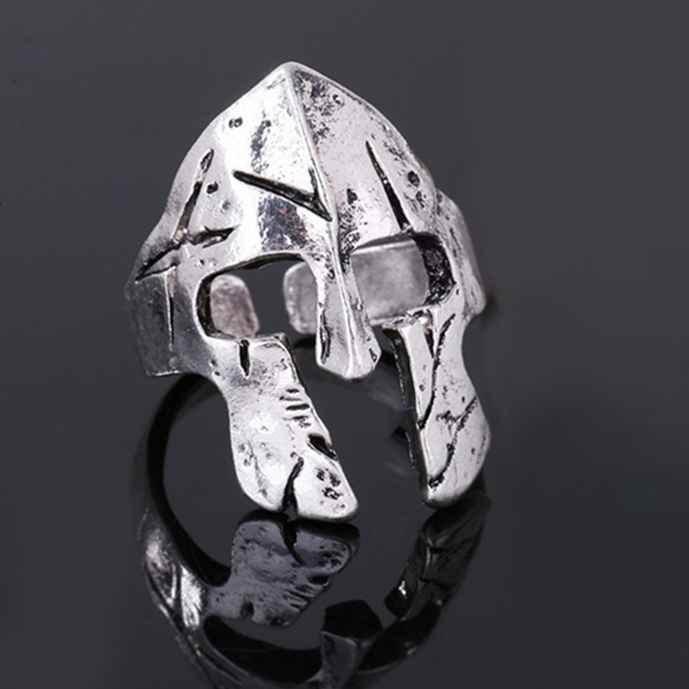 Huluboy 2 Pcs Cincin Terbuka Model Helm Spartan Gaya Vintage Untuk Pria / Pesta