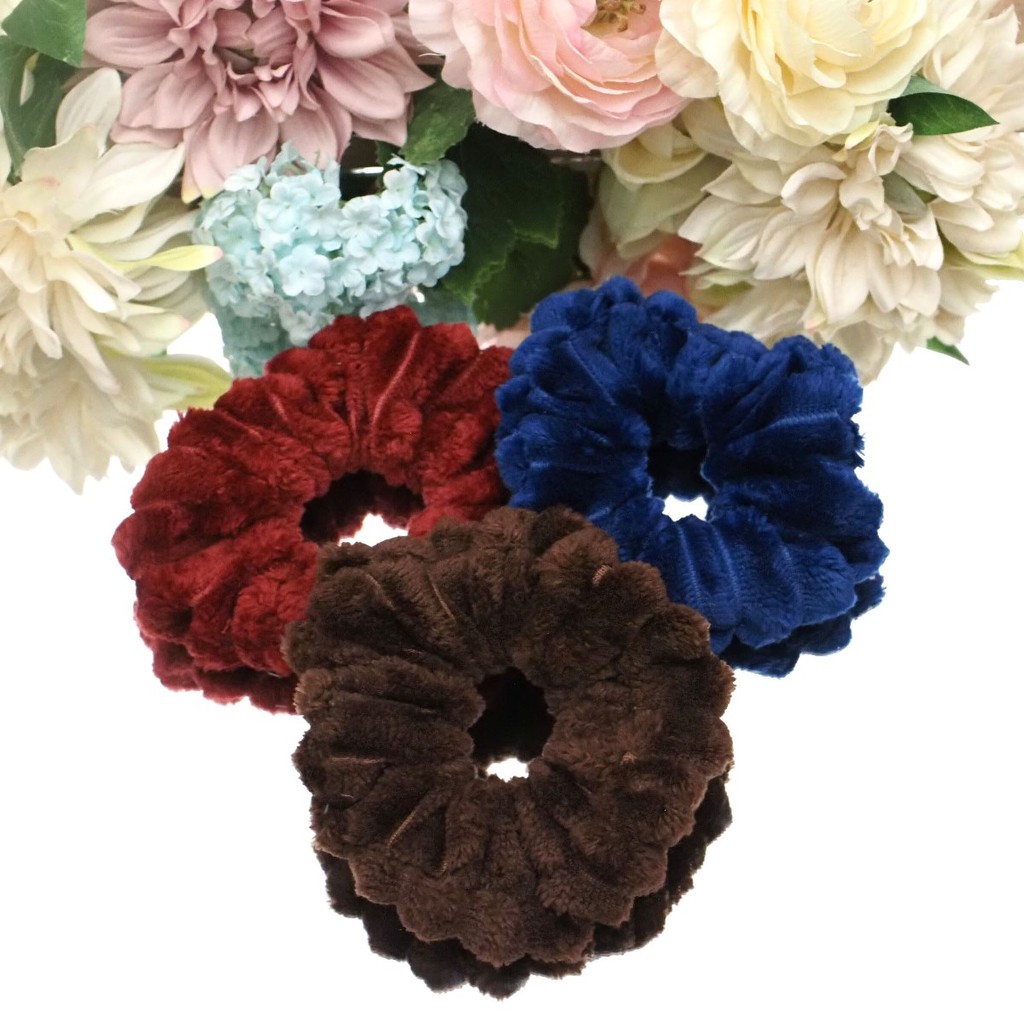 Scrunchie BULU HALUS TEBAL UKURAN BESAR LEMBUT KUALITAS PREMIUM KOREA Cepol Kuncir Scrunchies Aksesoris Rambut