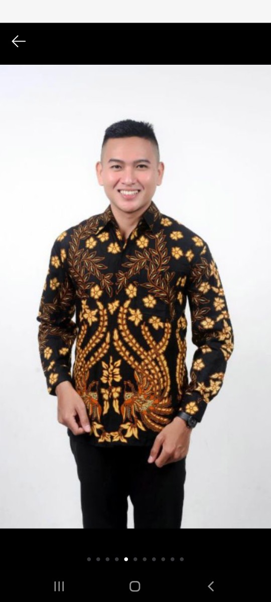 Kemeja Batik Pria Lengan Panjang Motif Manuk Kuning Kecil