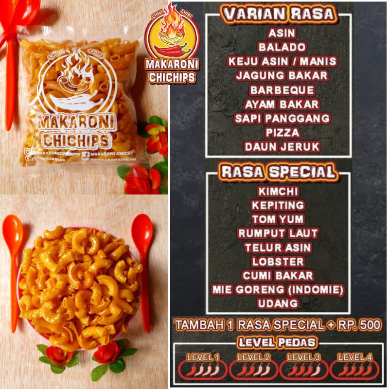 

Makaroni Kering Berbagai Rasa Pedas Level 1-4 | Makaroni CHICHIPS