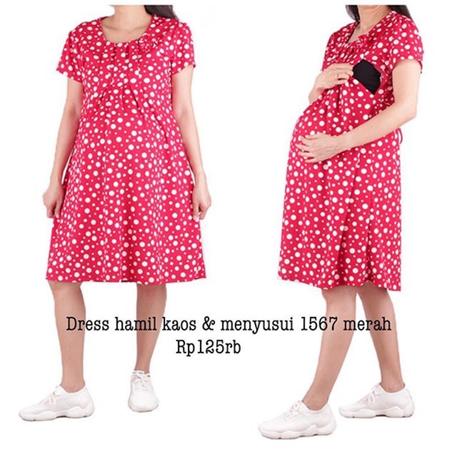 Dress hamil kaos menyusui 1567 merah