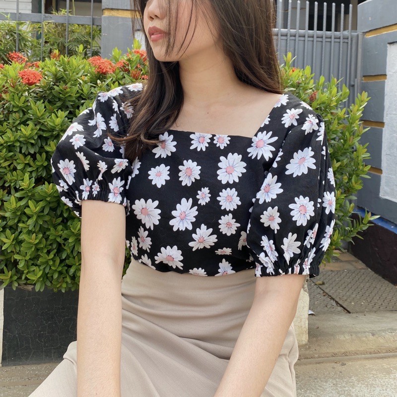 Atasan Blouse Wanita Korea Lengan Balon -DAISY TOP-