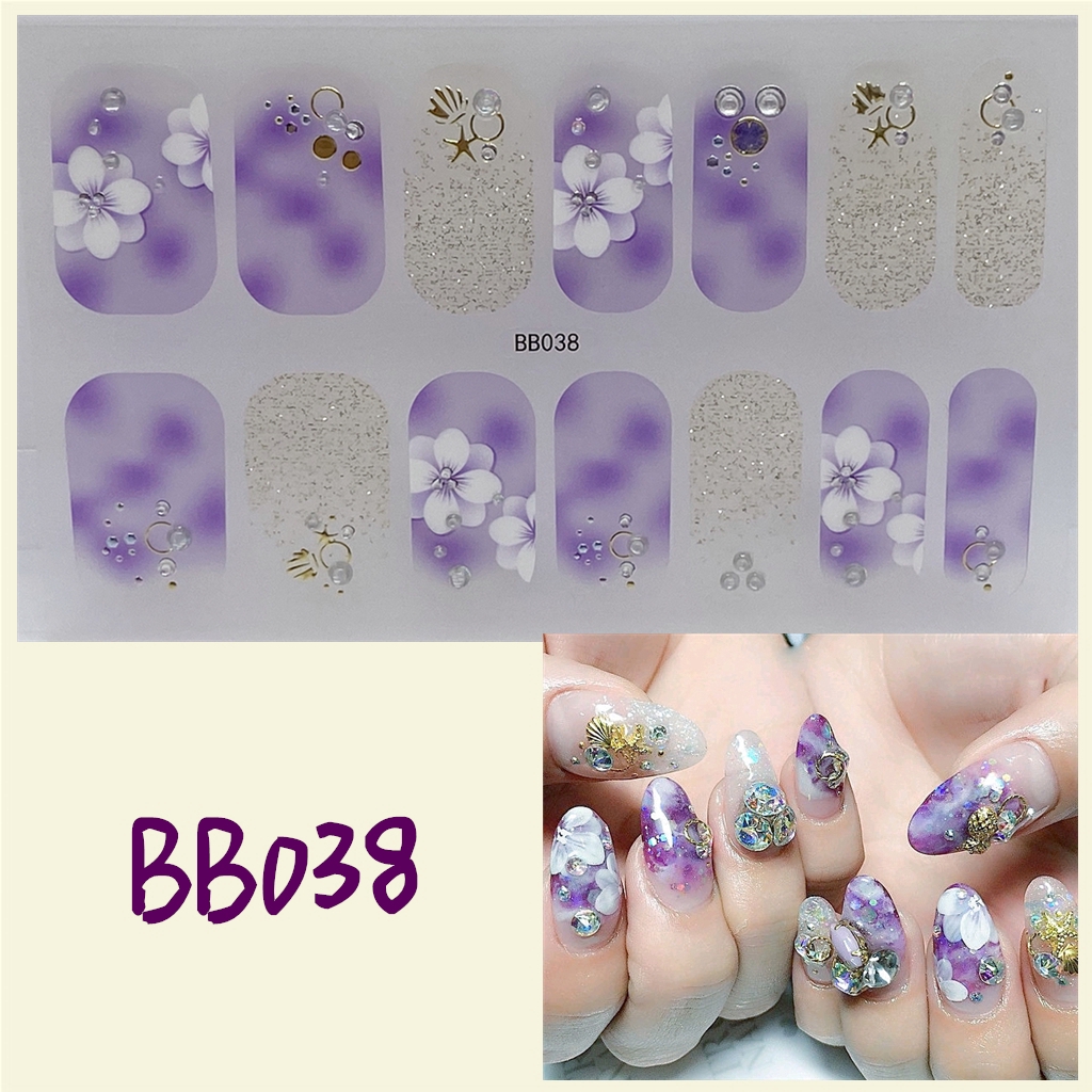 Stiker Kuku 3d Desain Berlian Mutiara Permata Warna-Warni Untuk Manicure Bb036-053