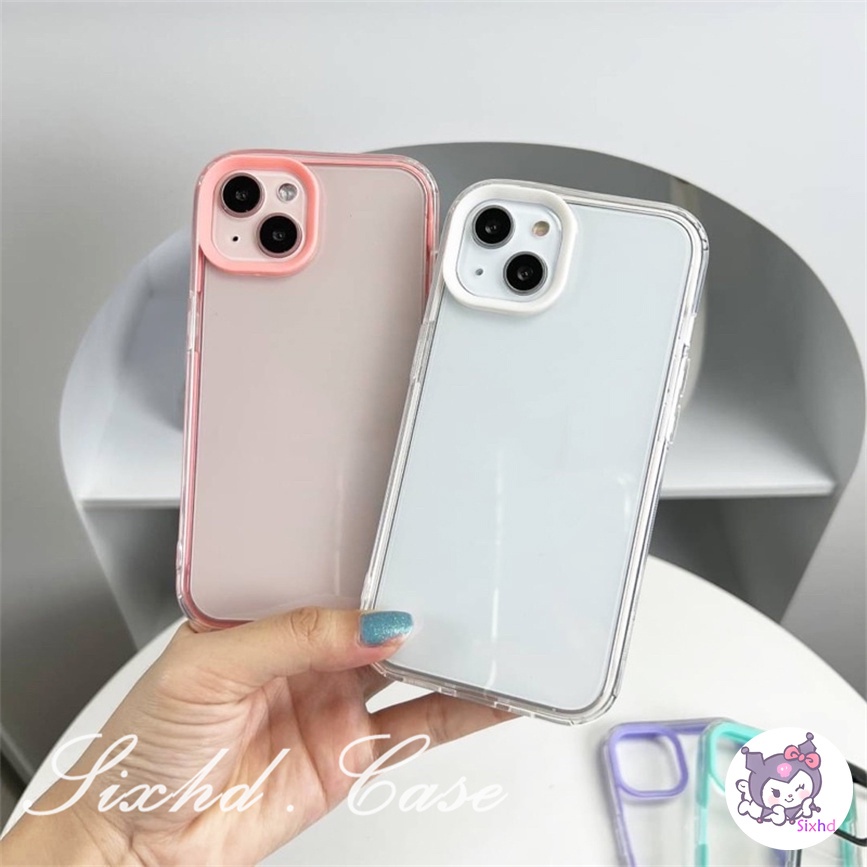 OPPO A74 A54 A95 A94 A93 A16 A15 A15s A55 A53 A33 A32 A31 A9 A5 A3s A12e Reno 6 5 A92 A72 A52 A1K F11 F9 Simple Solid Color 3 in 1 Border Phone Case TPU Soft Protective Cover