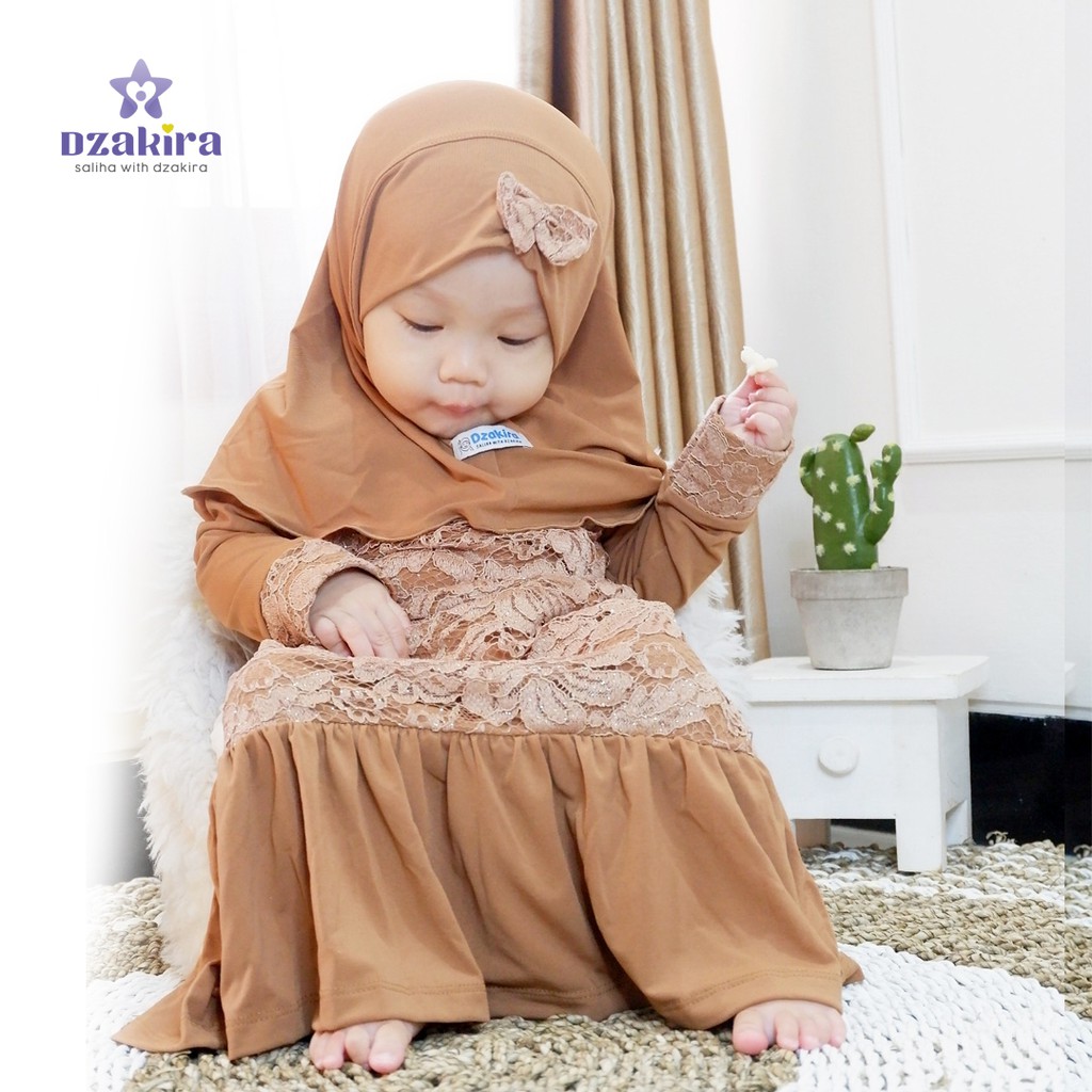 GAMIS BAYI 0-2thn BRUKAT KHALISA MOCCA JERSEY TWIST PREMIUM ORIGINAL by DZAKIRA