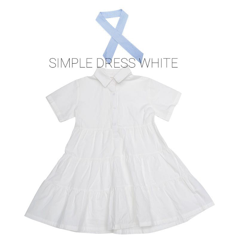 SIMPLE DRESS WHITE / BAJU TERUSAN CASUAL ANAK PEREMPUAN DAILY PUTIH / DRES SIMPLE REMAJA KATUN