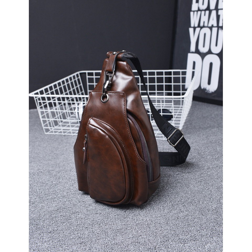 Tas Kulit Pria IMPOR Korea Fashion Slempang R2109 Gadget Bag Retro Style Selempang Cowo