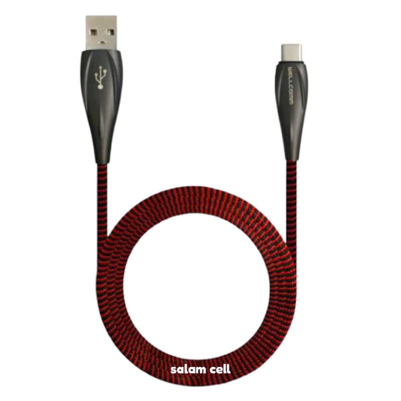 Kabel Data Type-C WELLCOMM Alloy C 3A Fast Charging Original Garansi  Resmi