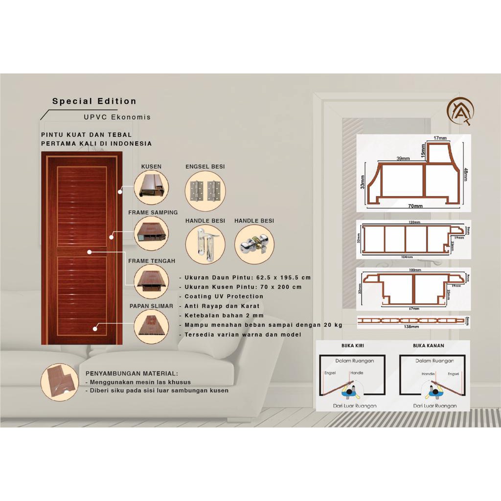 PINTU UPVC ARISTO SPECIAL EDITION - FREE ONGKIR