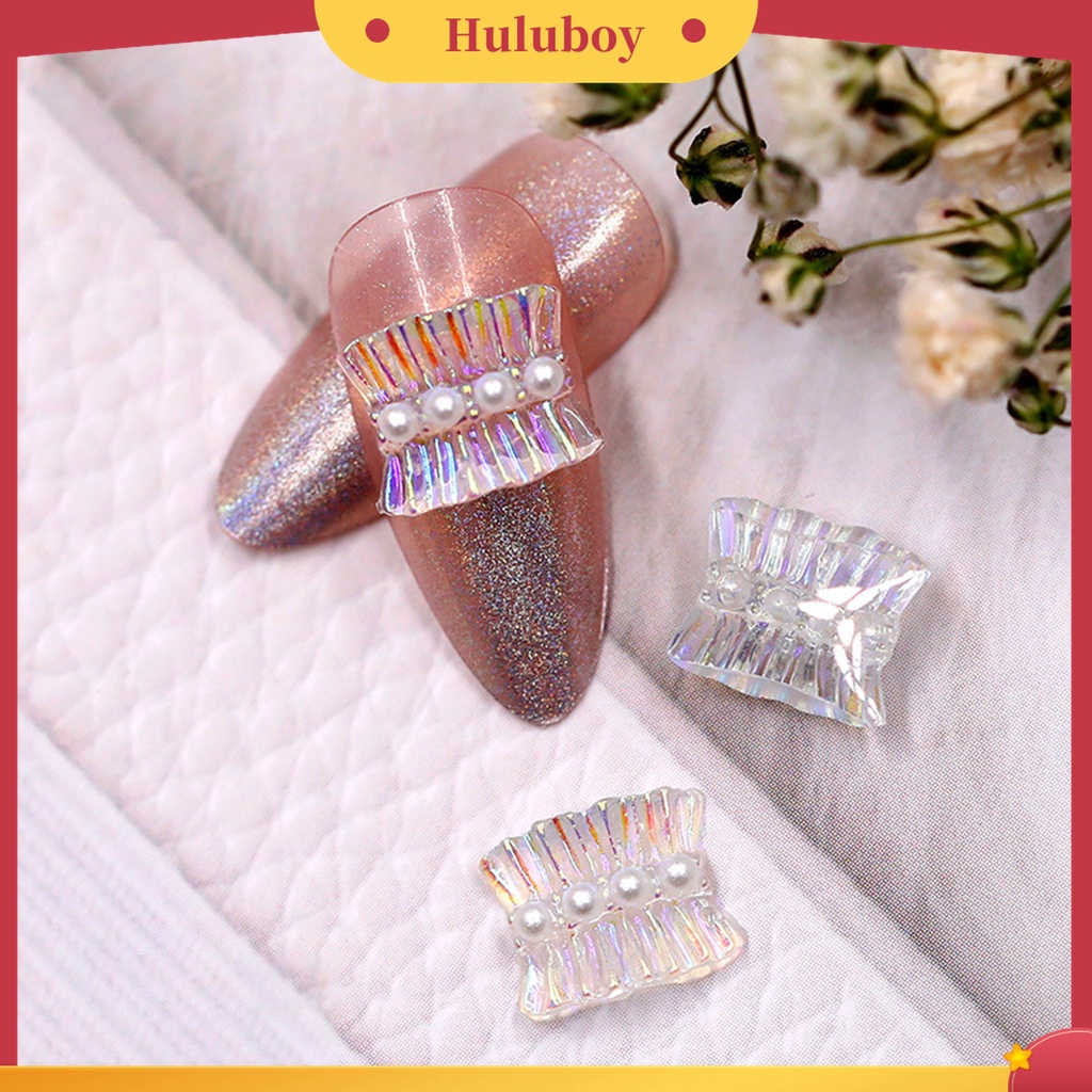 Huluboy Huluboy♡ 3pcs Stiker Kuku 3D Bahan Resin Efek Natural Elegan Untuk Nail Art