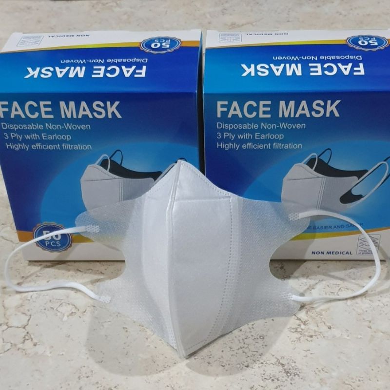 MASKER DUCKBILL HITAM & PUTIH GARIS 3ply ISI 50 PCS //  CHASA & ONECARE READYstock