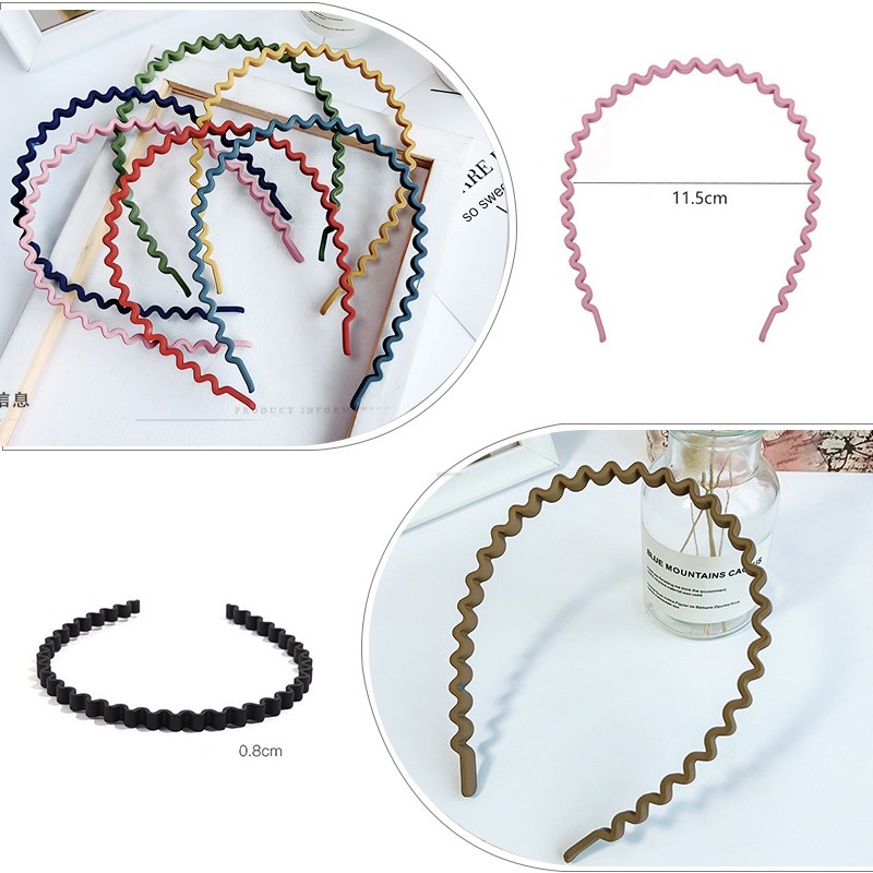 Bando rambut ulang tahun wanita cewek anak dewasa korea kekinian gelombang zig zag polos elastis estetik aesthetic lucu cute cantik