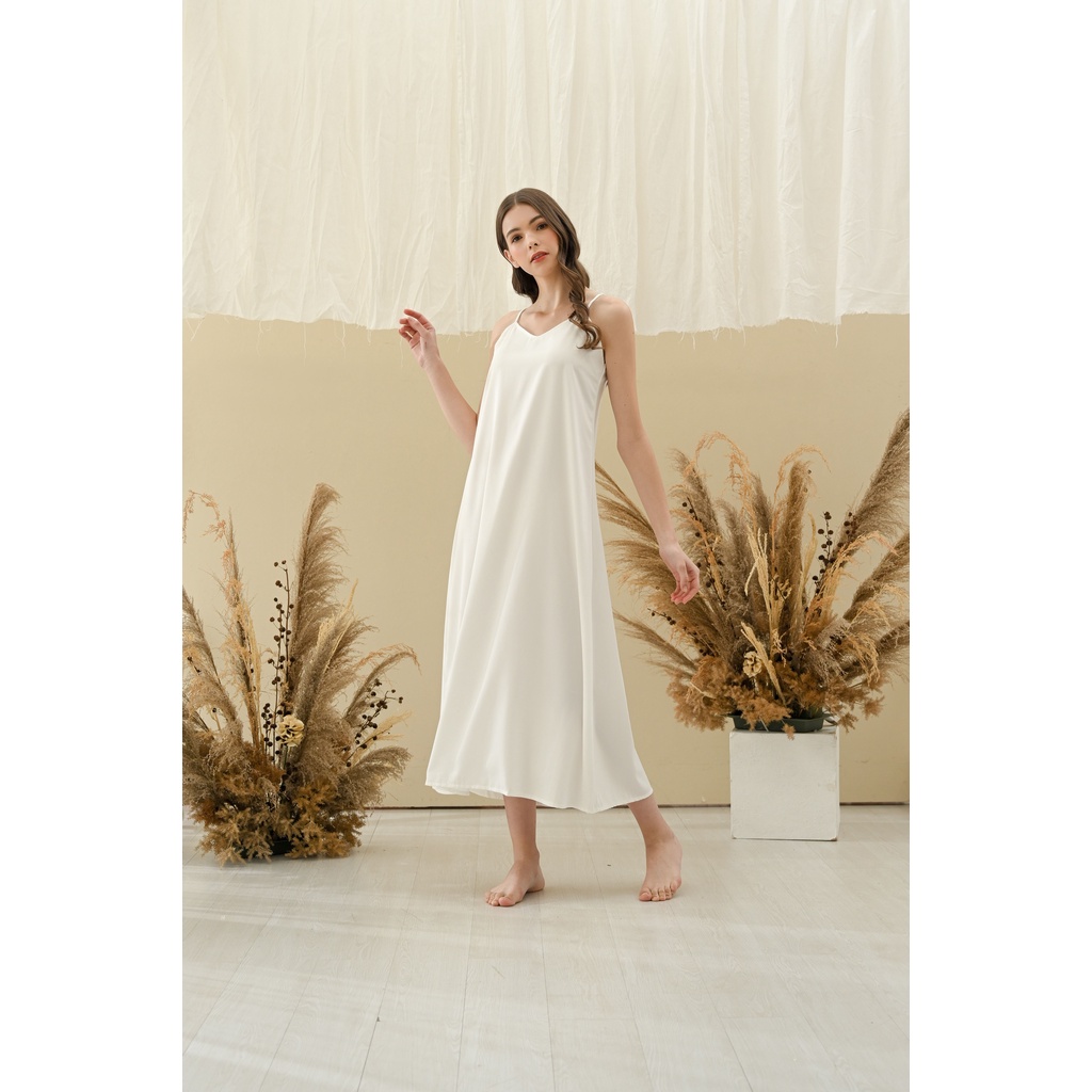 DRESS INNER (Type Maxi) / DALAMAN / CAMISOLE UNTUK KIMONO ROBE WITH ZIPPER | White Nnude Black