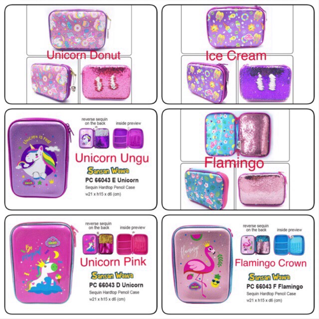 

Sanwa Reverse Sequin Hardtop Pencil Case / Kotak Pensil Reverse Sequin - Unicorn pink promo