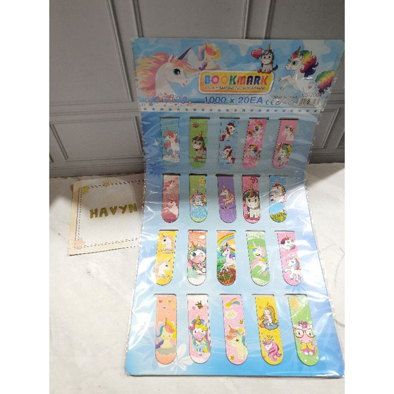 (20pc) pembatas buku magnet kecil/magnetic bookmark/1 lembar dapat 20pcs-UNICORN