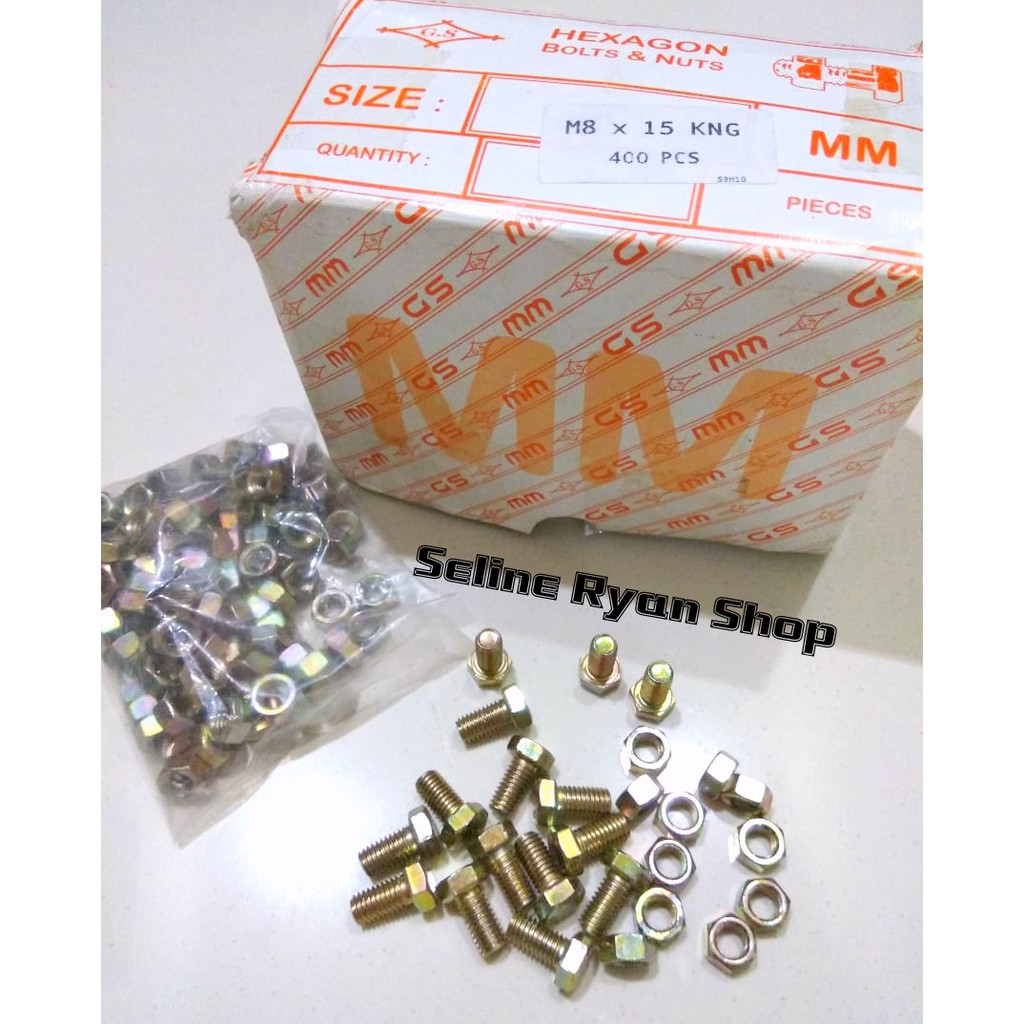 Baut Mur Besi  Siku Lubang M8x15 per 10 pcs Shopee 