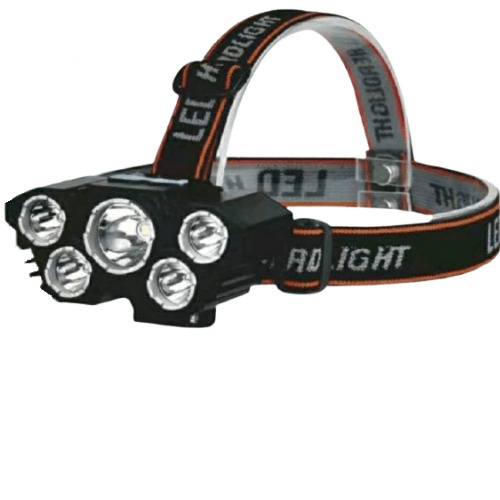 Senter Kepala L-T21 Senter Mini 5 LED Headlamp USB Chargeable 3 Mode - Senter Kepala Super Terang 5 Mata - Headlight LED USB 50W+10W Senter Kepala