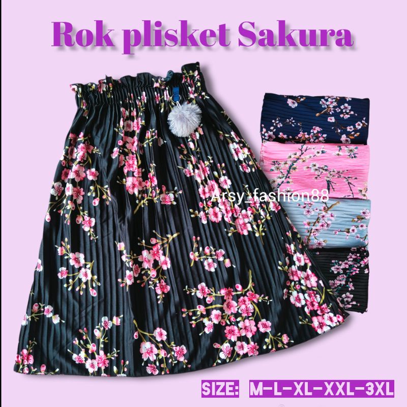 (5-14 th) Rok plisket Sakura Anak/rok plisket anak tanggung remaja