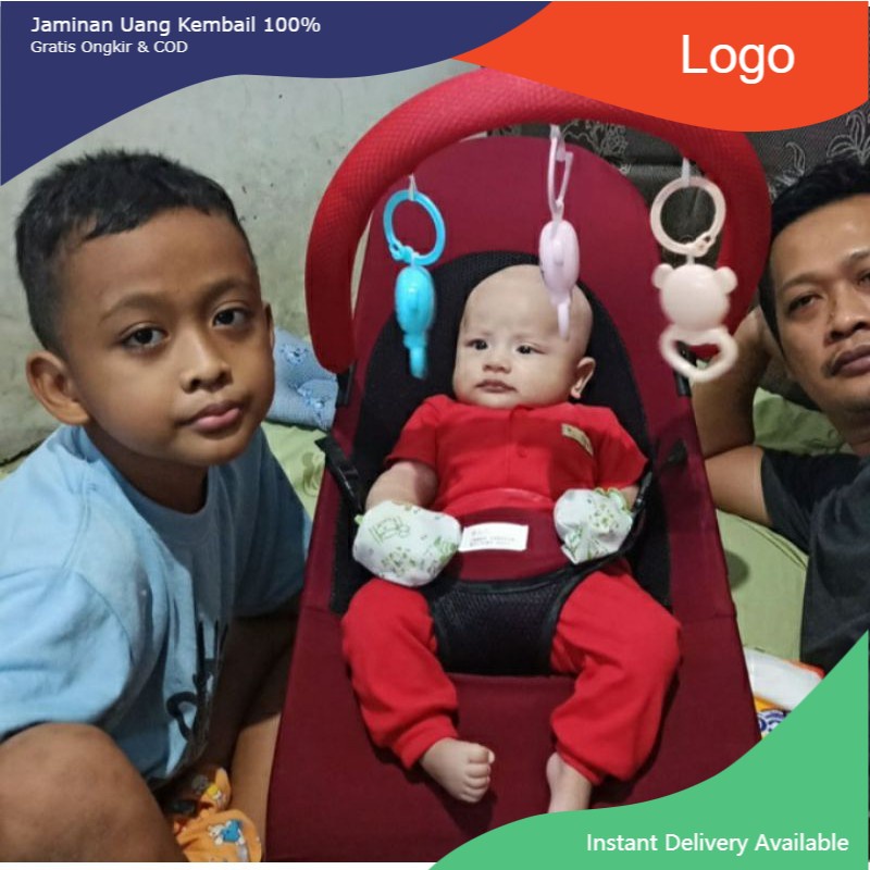 Bouncher Bayi Kursi Ayunan Bayi Lipat / Baby Bouncer Infant - MERAH & BIRU-6