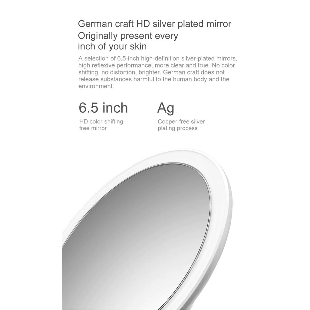 XIAOMI XY Portable LED Touch Dimmable Make Up Mirror - XYMR01 - Cermin Make Up Rechargeable XIAOMI