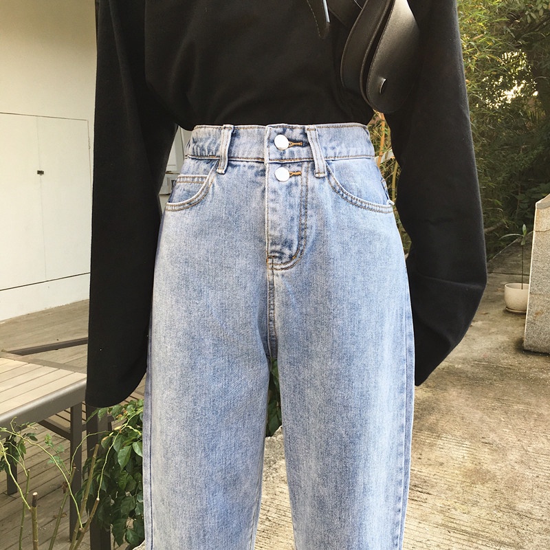 ✅COD Biru new celana jeans high waist jeans boyfriend wanita