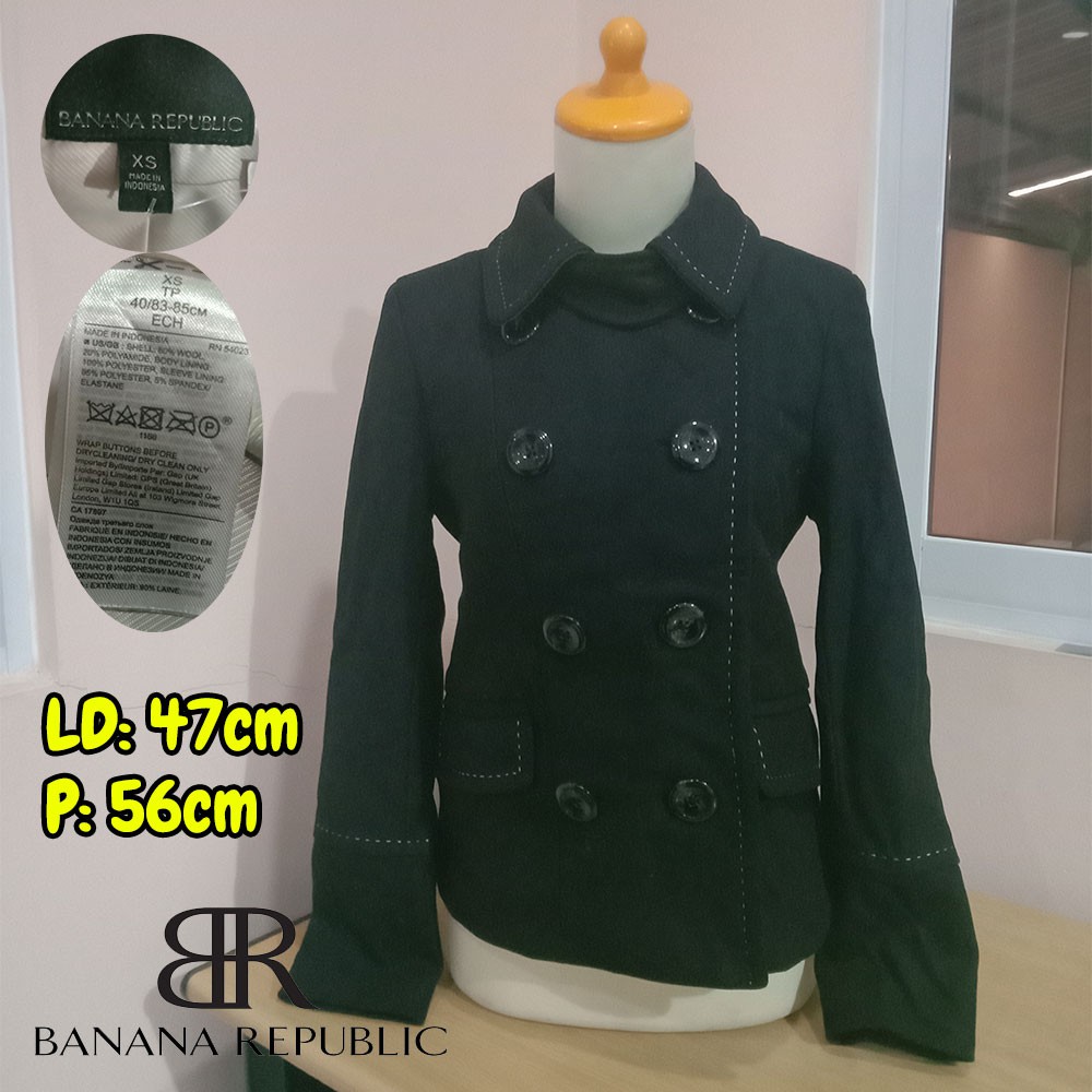 Jaket Wanita BANANA REPUBLIC Fleece Tebal Hitam