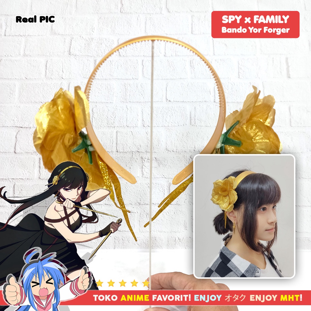 Bando Spy X Family Yor Forger Cosplay Anime Kostum Gold Rose