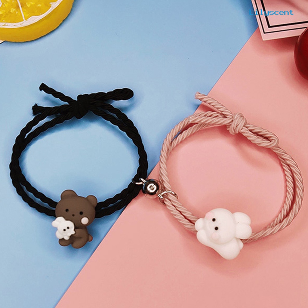 2pcs Gelang Pasangan Magnetik Motif Kartun Untuk Hari Valentine