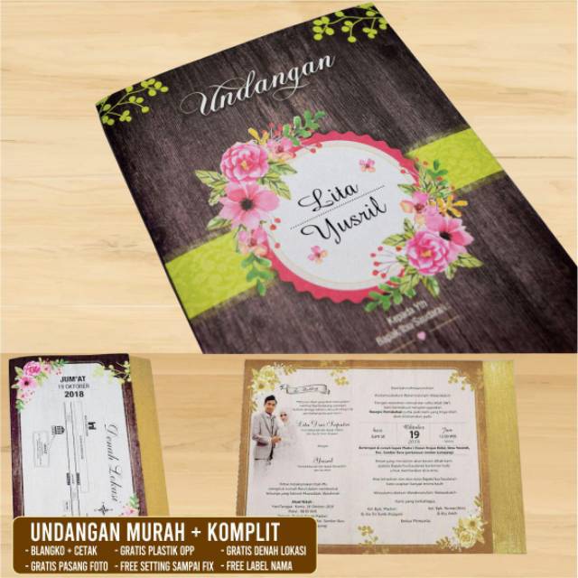 Undangan Nikah Unik Desain Wood Texture