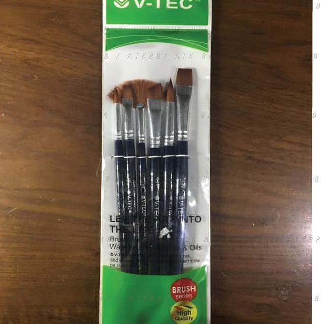 

♃½ V-Tec Brush A0107 Set 6 / Kuas Lukis Set isi 6 / VTEC Artist Brush