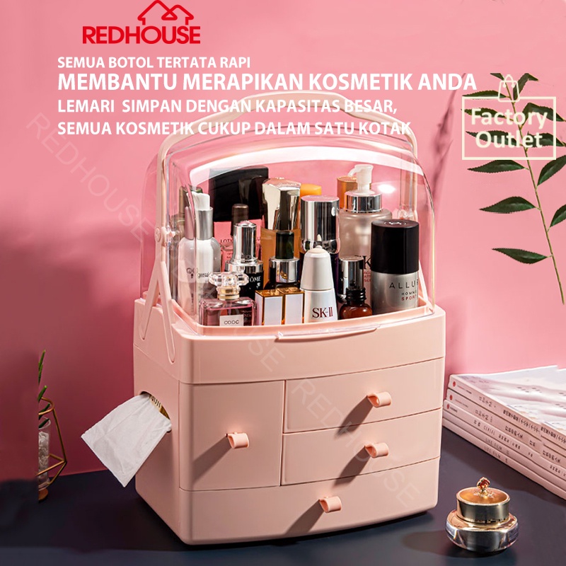 RED HOUSE Rak Kosmetik Beauty Case Tempat Penyimpanan Make Up Storage Box Organizer Kosmetik