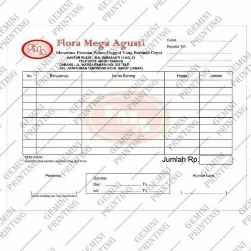 

Cetak Nota Murah - 4 Ply / Rangkap + Nomoratur