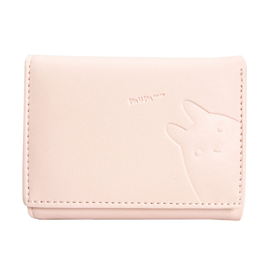 MINISO Dompet Wanita Pendek Kecil Lipat Simple Motif Binatang Lucu Karakter-Pink