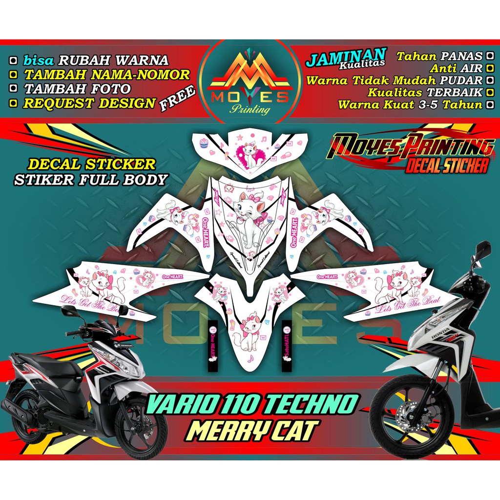 stiker vario techno 110 decal vario techno sticker vario 110 techno - merry cat