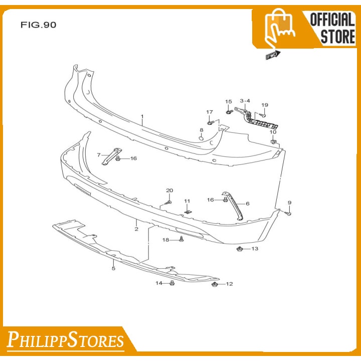 diffuser belakang suzuki sx4 s-cross scross s cross asli sgp Keren