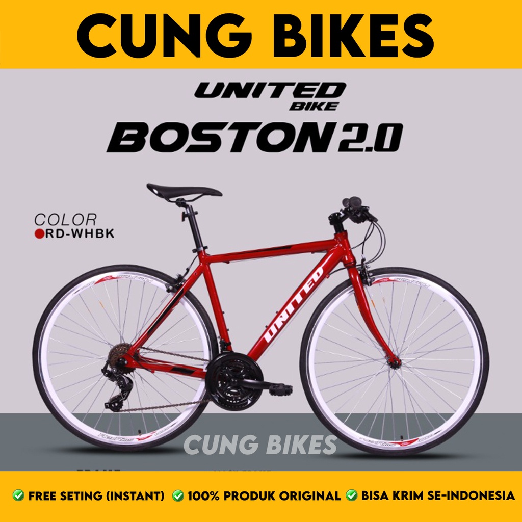 Sepeda Balap Road bike UNITED BOSTON 2.0 700C frame Alloy garansi resmi 5 tahun