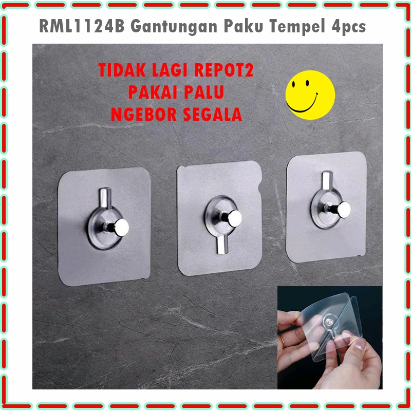 Gantungan Paku Tempel/Magic Hook/Magic Baut Tempelan 4pcs