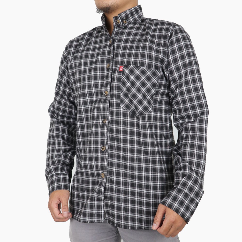 Sarfa Kemeja Pria Flanel / Kemeja Flanel Distro / Kemeja Distro Flanel - FK Hitam Joyjoy