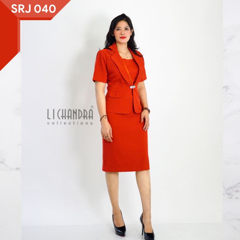 SETELAN Blazer dan Rok LICHANDRA / Seragam Kantor / Merah / Guru / Dinas / Wanita