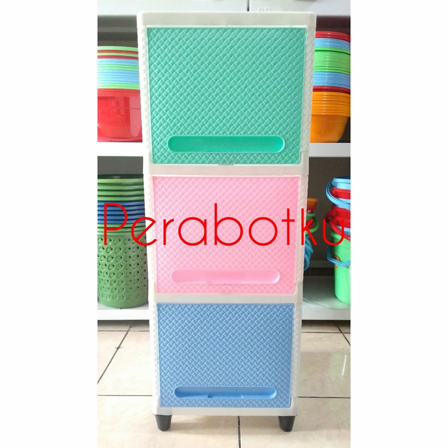 Lemari Plastik Club Flip Cabinet Warna Warni Susun 3 / Kabinet