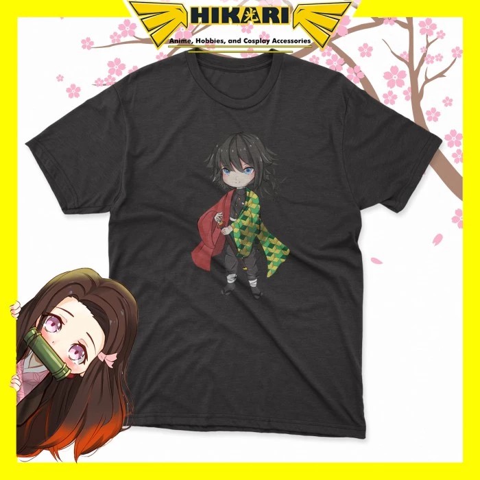 Kaos Anime Pilar Air Giyuu Tomioka Kimetsu no Yaiba Original Fanart - Hitam, S
