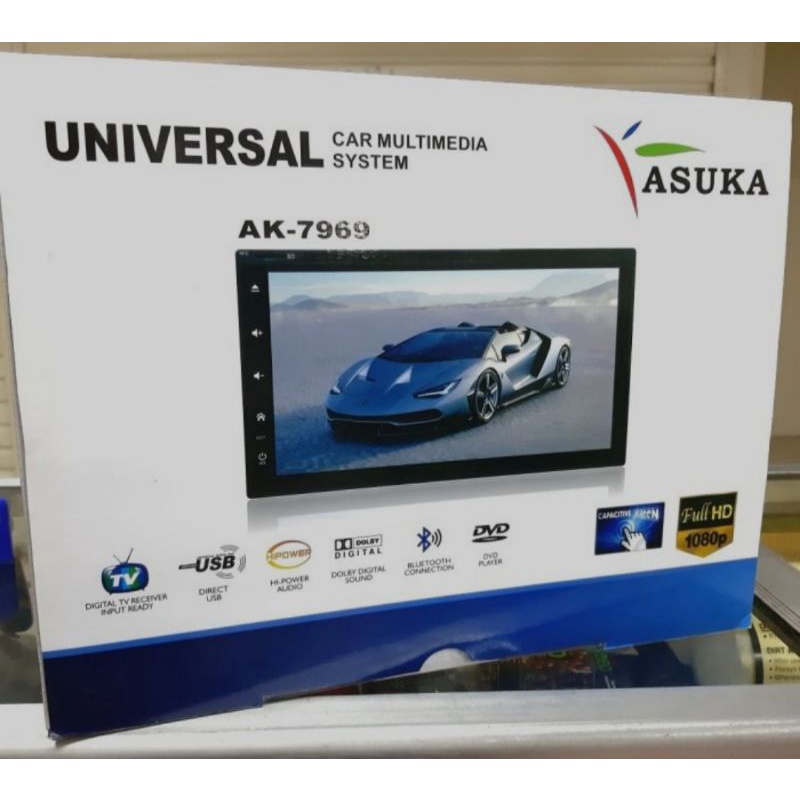 Head Unit dvd Tv Mobil Tape Double Din 6,95INCH ASUKA INNOVATION 240W FULL GLASS