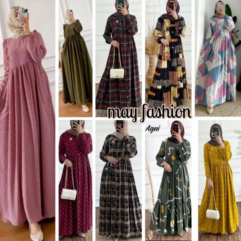 BURBERRY DRESS ASTRID KOTAK SEKAT MAXY GAMIS 20 MOTIF JUMBO BUSUI  NURSING WEAR RAYON VISKOS DAILY O
